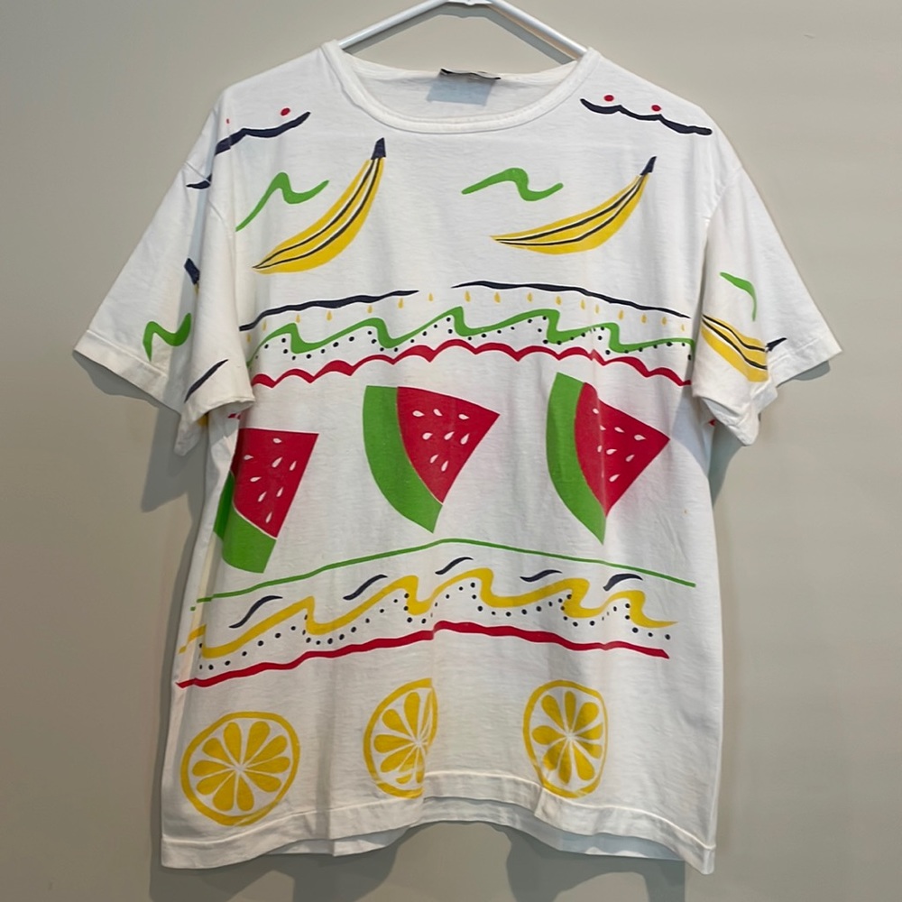 Vintage Gitano 80s Fruit and Doodles T Shirt Top